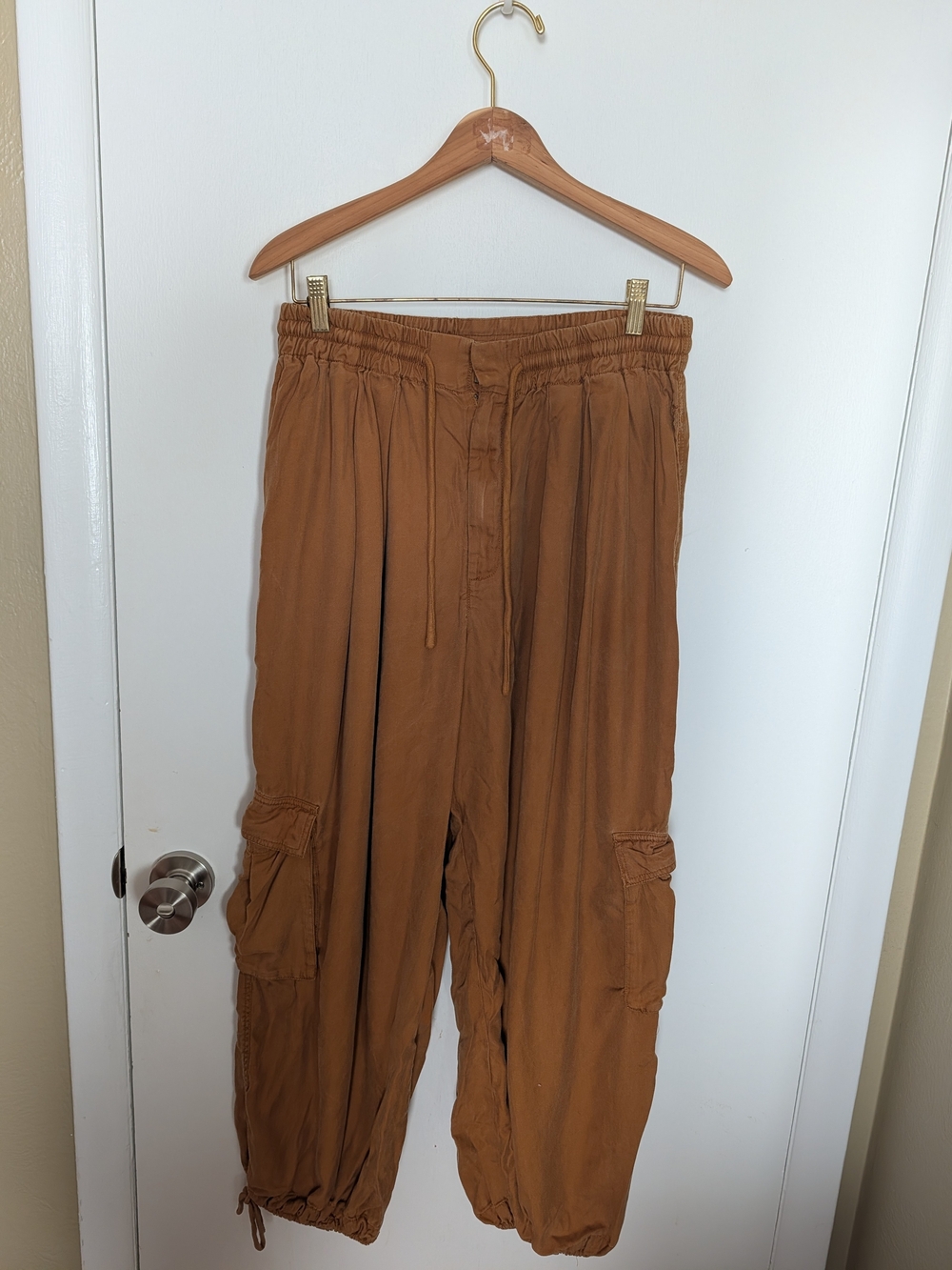 Free People Women's Cargo Joggers in Rust Brown